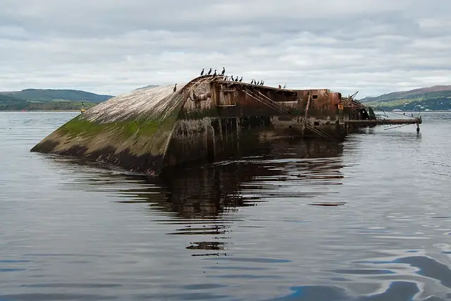 MV Captayannis tipped over. Abandoned ship around the world located in Scotland.