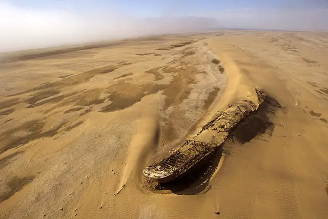 Eduard Bohlen in the desert abandoned ships around the world Located in South Africa