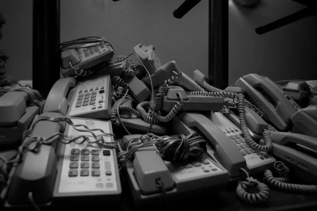 pile of telephones