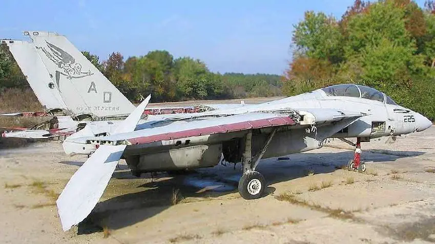 Rusting fighter jet at Fentress Naval Auxiliary Landing Field